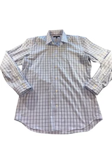 Mens Banana Republic Non Iron Slim Fit Long Sleeve Plaid Button Up Blue Large - Picture 1 of 12