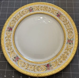 One (1) Charles Ahrenfeldt Limoges Depose Floral & Gold 9 1/2" Dinner Plate - Picture 1 of 6