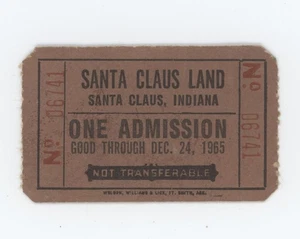 Santa Claus Land Indiana Ticket Stub 1965 - Picture 1 of 1