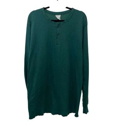 Vtg LL Bean Mens XL Tall Green Henley Shirt Long Sleeve Layer Outdoor Gorp USA - Image 1 of 4