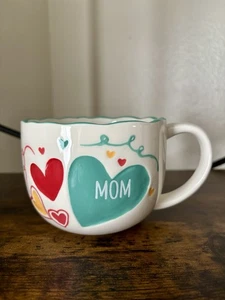 Lang Mom Kaffeebecher weiß Herzen Keramiktasse 16oz Geschenk Muttertag Tee Liebe süß - Bild 1 von 11