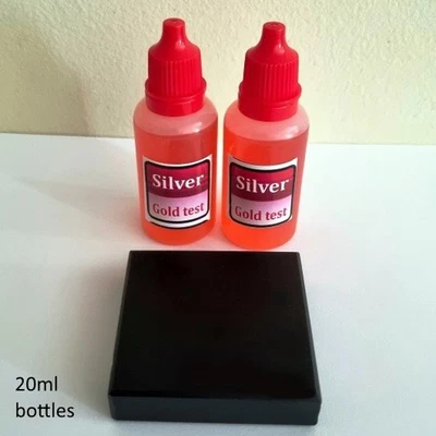 SILVER testing acid KIT. Two 20ml (40ml) bottles and stone. Available Australia. - Image 1 of 4