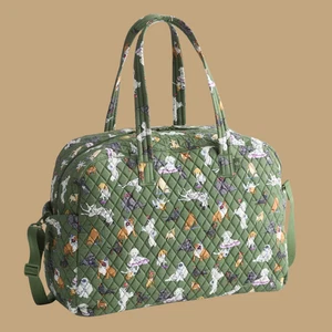 New Vera Bradley Large Weekender Travel Luggage Bag Dog Show Green - Picture 1 of 7