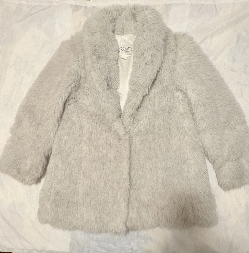 Abrigo para mujer G. Caseratti de piel sintética blanco acrílico, vintage años 70, EE. UU., talla S Foto 1 de 4