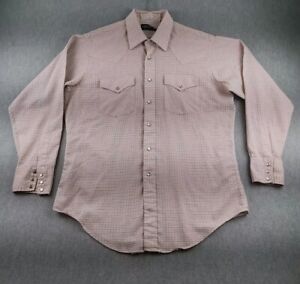 Vintage Sheplers Shirt Western USA Made Mens Lg Multicolor Grid Check Pearl Snap