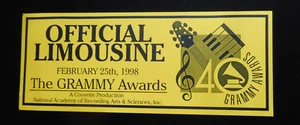 *      the GRAMMY AWARDS FEB.25th 1998 official limousine  windoe card sign - Picture 1 of 2