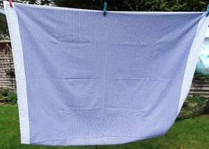 HEAVY QUALITY WOVEN INDIAN COTTON X-LARGE BLUE GINGHAM TABLECLOTH 232 X 140 CM - Picture 1 of 4