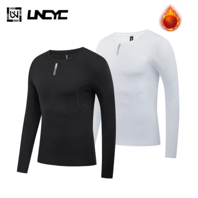 Men Cycling Base Layers Winter Bicycle Undershirt  Thermal Fleece Long Sleeve - Image 1 of 4