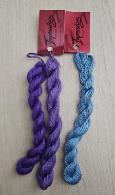 Lot 3 Skeins Caron Impressions Silk/Wool Thread 36 Yds Purple Blue - Image 1 of 3