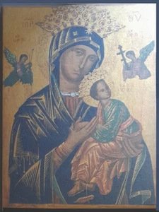 icona russa Madonna Theotokos di Vladimir ortodossa bizantina tempera oro - Imagen 1 de 6