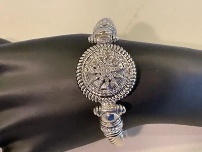Vintage Rope Bracelet W/Rotating Bright White Rhinestone Sun, Beautiful Detail - Image 1 of 4