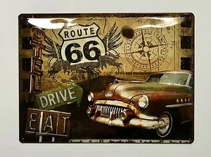 Letrero de pared de metal de lata Drive Eat - Imagen 1 de 1