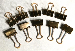 10 Small Binder Clips .75 inch x .31 inch All Metal set of 10 Binder Clamps - Picture 1 of 2
