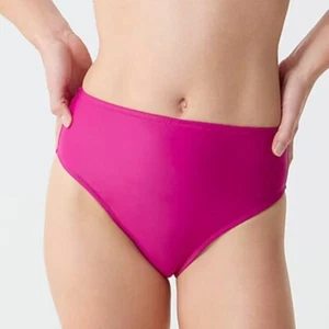 J. Crew Hallie High Waist Full Coverage Bikini Bottom Women's XS Radiant Fuchsia - Picture 1 of 6
