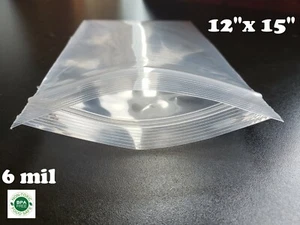 100 Beutel 12" x 15" Extra Schwerlast 6 Mil Druckverschlussverschlussverschluss oben wiederverschließbar Kunststoff - Bild 1 von 5