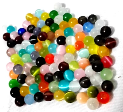 LOTE DE 100+ piezas cuentas de vidrio coloridas ojo de gato de 4-5 mm para hacer joyas   Foto 1 de 3