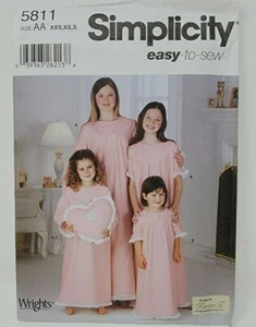 Simplicity 5811 Girls Nightgown pillow Sewing Pattern sizes xxs xs s Karen Z - Picture 1 of 4