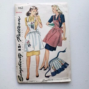 1940s Vintage Simplicity 1162 Half And Full Apron With Appliqué Sewing Pattern - Picture 1 of 2