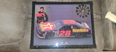 New in Box - Vintage Davey Allison Picture Clock with Diecast  Nascar MAKE OFFER Cover