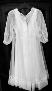 Vintage Shadowline 2 Layer Chiffon Peignoir Set White - Picture 1 of 12