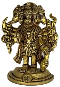 Brass Panchmukhi Hanuman Murti idol Weight:0.30 kg; Length: 2.9 in - Picture 1 of 4