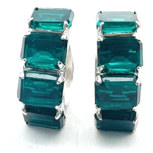 Creolen aus grün geschliffenem Glas silberfarben Schraubverschluss - Bild 1 von 8