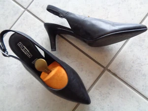 5th Avenue Gr. 39 * kaum getragene schwarze Leder Slingpumps - Bild 1 von 3