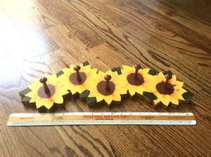 Sonnenblume Marienkäfer Holz Wand Tropisch Organizer für Jacke Mütze Krawatte Schal Gürtel - Bild 1 von 9