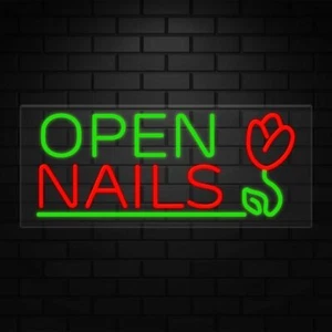 Offene Nägel Leuchtreklame für Displays | LED Flex Neon | 32" Breite x 13" Höhe x 1" Tiefe - Bild 1 von 5