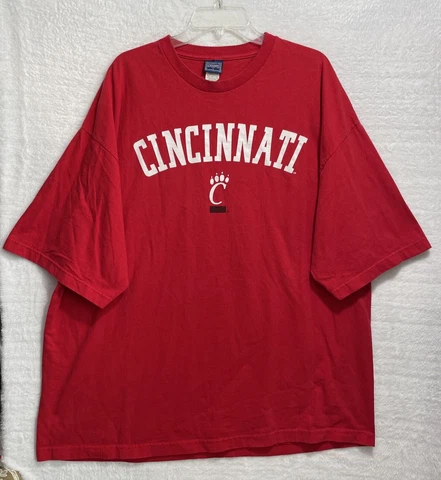 Vtg Champs Cincinnati Bearcats NCAA Shirt Adult 2XL Red Short Sleeve Crew Neck Cover