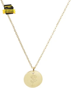 Birth Flower Necklace for Women 18K Gold Engraved Custom Floral Pendant Necklace - Picture 1 of 7