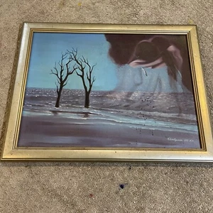 1993 Painting Oil Canvas Artist V. Arutyunian , Abstract Landscape Framed 24x18 - Picture 1 of 6