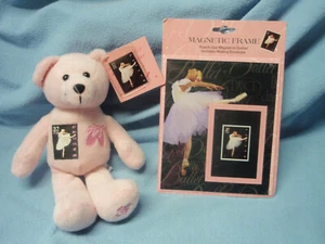 NWT Set Plush Ballet Pink Ballet Bear USPS 1998 Stamp Magnet Frame Postcards HTF - Picture 1 of 11