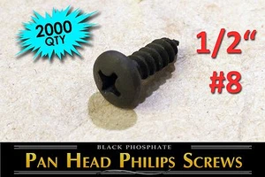 (2000) Metal Screws - Phillips Pan Head #8 x 1/2" Black Self Piercing (Tapping) - Picture 1 of 3