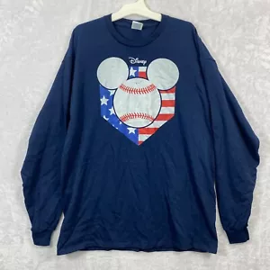 Disney - Americana - Mickey Béisbol Bandera Diamante - Camiseta Hombre Manga Larga XL - Imagen 1 de 8