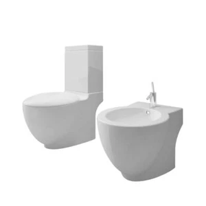  Designerska stojąca toaleta bidet spłuczka stojąca podłoga ceramiczna biała toaleta vidaXL - Zdjęcie 1 z 12