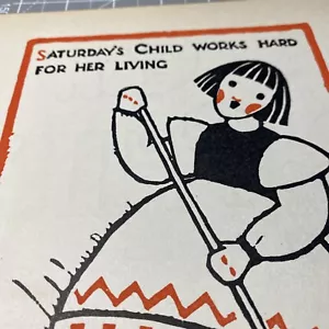 Samstags Kind arbeitet hart für ihr Leben Vintage skurrile Buchillustration - Bild 1 von 11