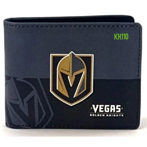 NHL Vegas Golden Knights Men's Printed Logo Leather Bi-Fold Wallet Cover