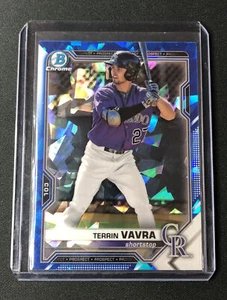 2021 Bowman Chrome Sapphire Terrin Vavra Refractor #BCP-100 Rockies - Picture 1 of 2