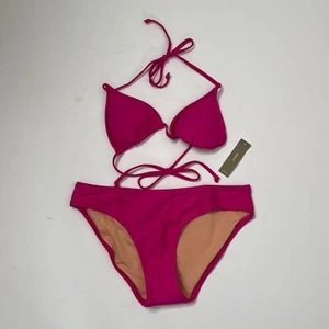 J.Crew Bikini Set Women's Small Pink Stretch Classic Full Coverage Preppy String - Picture 1 of 14