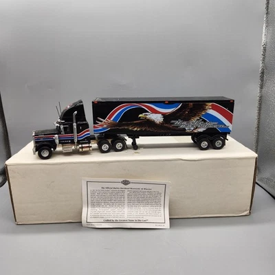 Harley-Davidson Kenworth 18-Wheeler Die-Cast Truck Tractor Trailer Eagle Black - Image 1 of 4