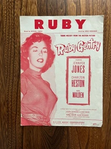 Partituras 1953 Jennifer Jones Charlton Heston tema "Ruby" de Ruby Gentry - Imagen 1 de 3