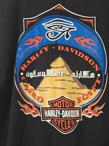 Vintage Harley-Davidson Cairo Egypt T-Shirt Men’s L Black Biker Tee Rare - Picture 1 of 14