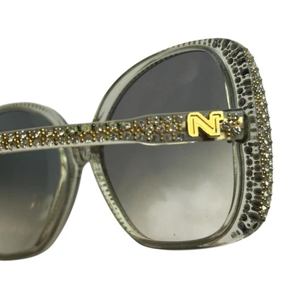 Gafas de sol Nina Ricci Rochas Paris llamativas geométricas con estrás - Marco plateado Foto 1 de 4
