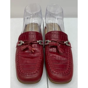 Brighton Damen Flats Leder Julie Kroko Quaste Slipper Pantolette rot 7,5 Italien - Bild 1 von 7