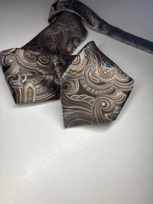 Corbata Ike Behar New York para hombre 100 % seda marrón corbata hecha en EE. UU. 59,5” X 3,75” Foto 1 de 4