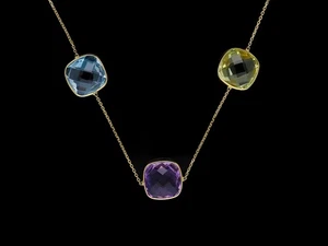 Collier ottimo prezzo 36,50 ct. Ametista topasio peridoto oro 750 valore 4.500 euro - Foto 1 di 7