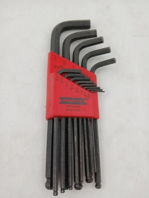 PROTO J4995 Long Arm Ball End Hex Key Wrench Set SAE Inch 13-Pc Made in USA - Image 1 of 4