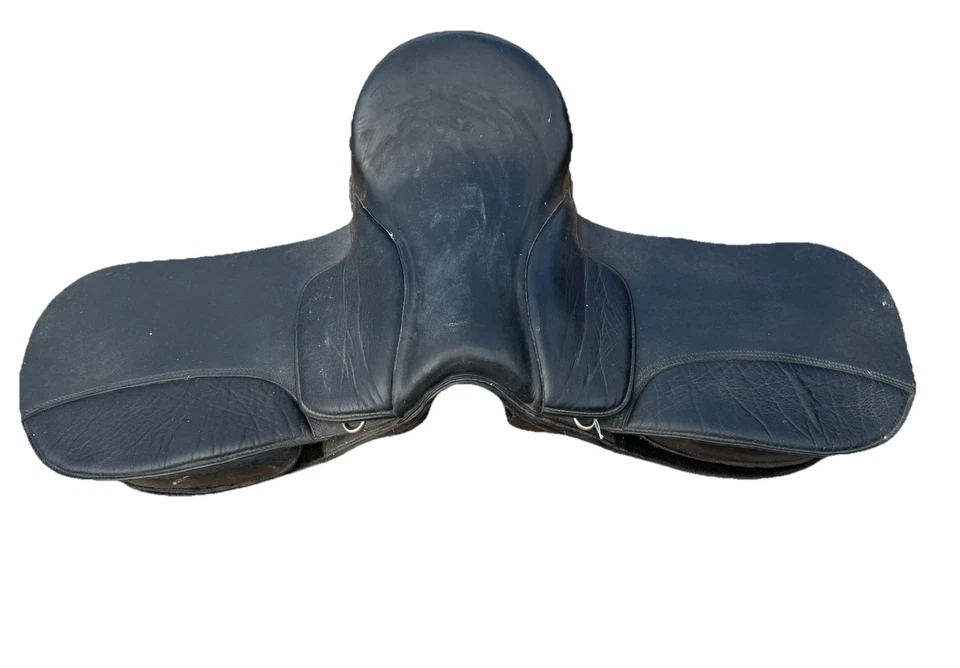 Vintage English Horse Saddle Black Leather 16” Seat – Used Equestrian Tack - Image 1 of 4