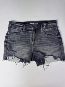 Pantalones Cortos Denim Old Navy Gris Tiro Alto 8 Dobladillo Deshilachado Corte Desgastado Jean Brenda - Imagen 1 de 8
